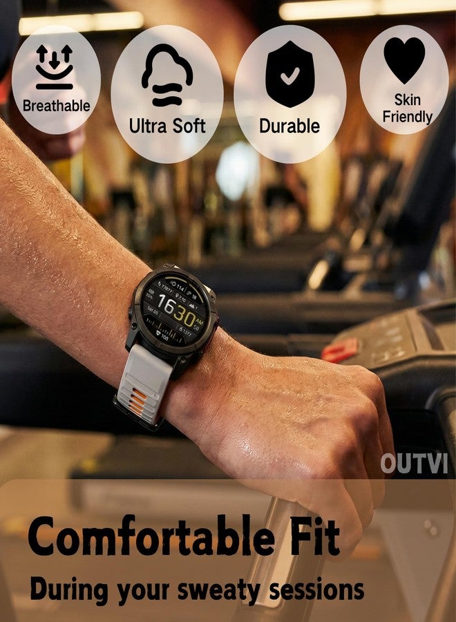 OUTVI for Fenix 5/Fenix 6/Fenix 7 Band 22mm Silicone – Quickfit 22 Watch Bands for Garmin Fenix 8 47mm/Fenix 5 Plus/Fenix 6 Pro/Fenix 7 Pro Sapphire Solar/Forerunner 935– Soft Rugged Sports Strap Men Women (Beige Orange) - Image 5