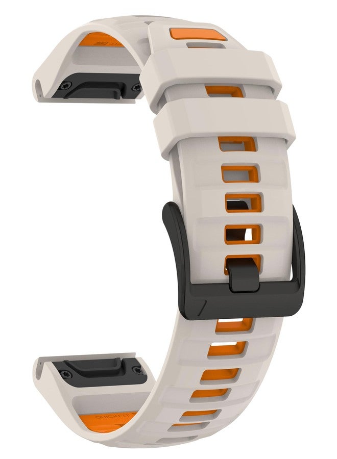 OUTVI for Fenix 5/Fenix 6/Fenix 7 Band 22mm Silicone – Quickfit 22 Watch Bands for Garmin Fenix 8 47mm/Fenix 5 Plus/Fenix 6 Pro/Fenix 7 Pro Sapphire Solar/Forerunner 935– Soft Rugged Sports Strap Men Women (Beige Orange) - Image 1