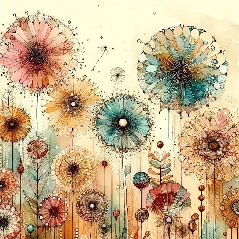 Hestarcul Diy Dandelion Diamond Art Kits For Adults 5D Diamond Painting Kit For Beginner Full Round Gem Art Paint By Diamond For Home Wall Decor Gift For Woman. (Dandelion) - Image 1