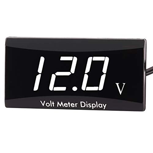 Kinstecks Motorcycle Voltmeter DC 12V Digital Voltmeter Gauge LED Display Voltage Meter for Motorcycle Car Battery Voltage Monitor-White - Image 1