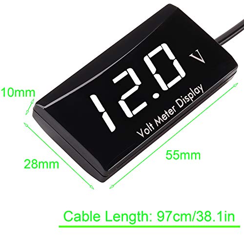 Kinstecks Motorcycle Voltmeter DC 12V Digital Voltmeter Gauge LED Display Voltage Meter for Motorcycle Car Battery Voltage Monitor-White - Image 5