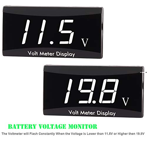 Kinstecks Motorcycle Voltmeter DC 12V Digital Voltmeter Gauge LED Display Voltage Meter for Motorcycle Car Battery Voltage Monitor-White - Image 3
