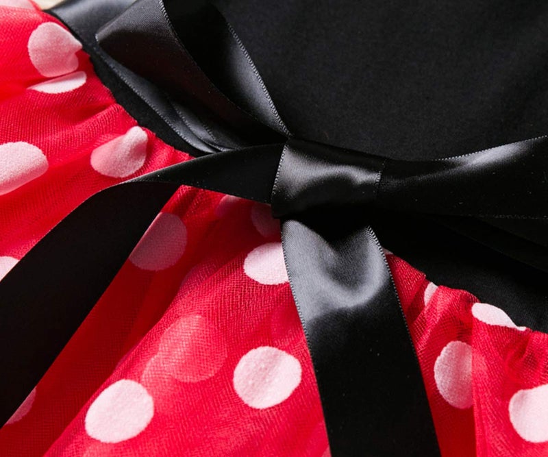 Nileafes Girls Princess Mini Mouse Costume Toddler Birthday Party Fancy Dress Up (1-2 Years,Red) - Image 5