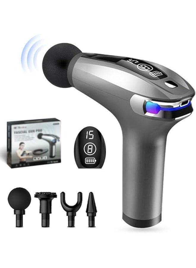 Deep Tissue Muscle Massager Gun – Rechargeable Percussion Therapy Device with LCD Display, Silent Motor & Extended Handle – 2 Modes, 8 Speed Levels - Image 1