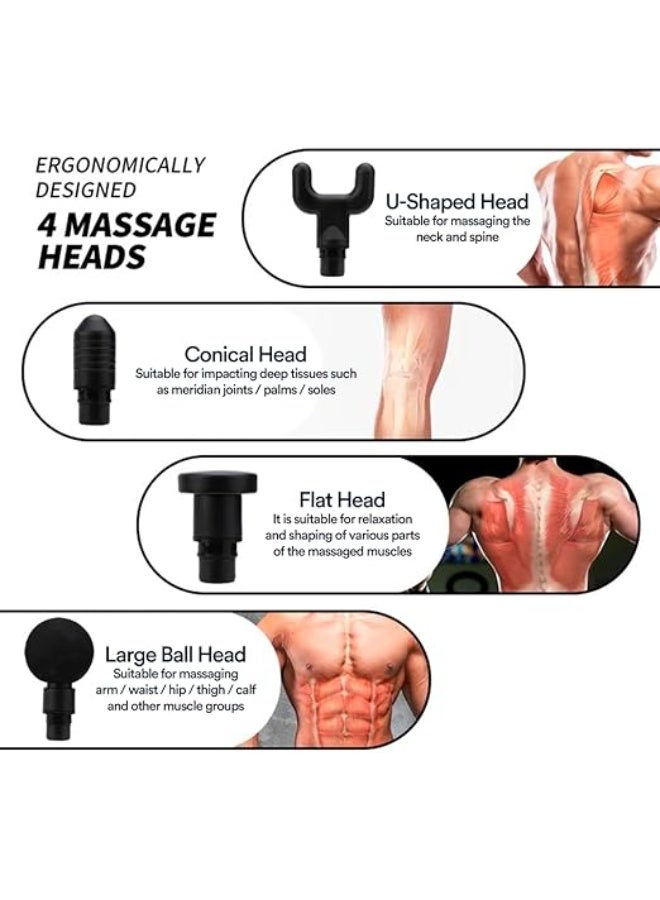 Deep Tissue Muscle Massager Gun – Rechargeable Percussion Therapy Device with LCD Display, Silent Motor & Extended Handle – 2 Modes, 8 Speed Levels - Image 3