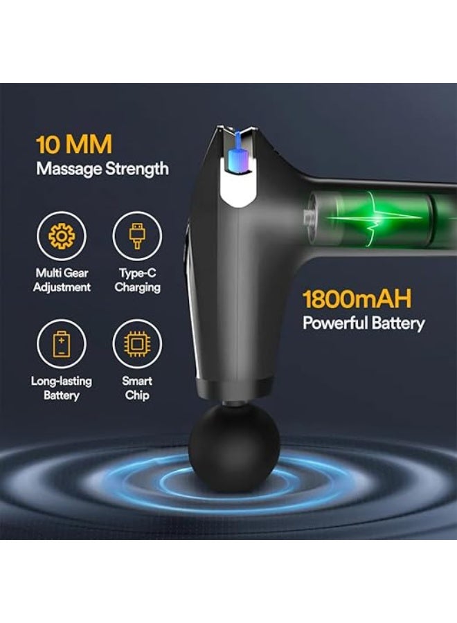 Deep Tissue Muscle Massager Gun – Rechargeable Percussion Therapy Device with LCD Display, Silent Motor & Extended Handle – 2 Modes, 8 Speed Levels - Image 5