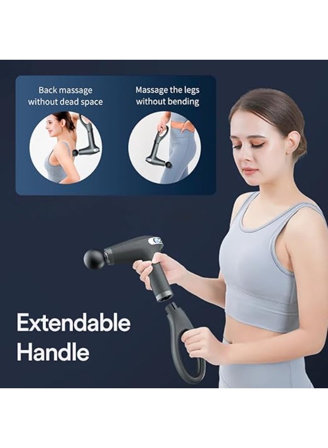 Deep Tissue Muscle Massager Gun – Rechargeable Percussion Therapy Device with LCD Display, Silent Motor & Extended Handle – 2 Modes, 8 Speed Levels - Image 4