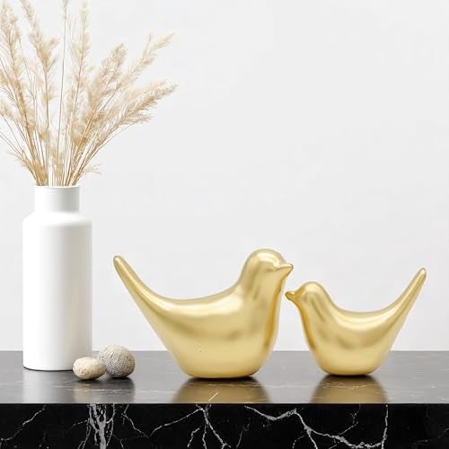 AABCO Bird Set Showpiece Blessing for Home Decor | Living Room, Bedroom, Office Desk, Cabinets (Golden) - Image 1