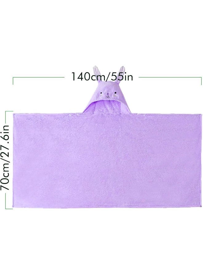 ROMASA Toddler Hooded Bath Towel Ultra Soft Towel Highly Absorbent Bathrobe Blanket for Boys Girls- 27.5" x 55" (Purple) - Image 2