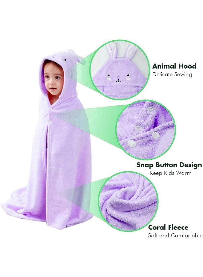 ROMASA Toddler Hooded Bath Towel Ultra Soft Towel Highly Absorbent Bathrobe Blanket for Boys Girls- 27.5" x 55" (Purple) - Image 3