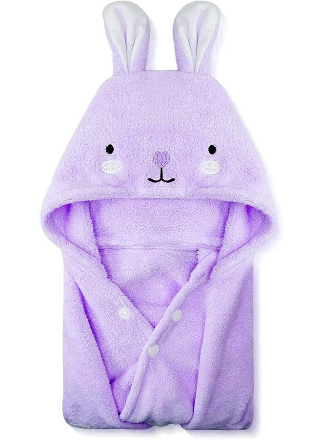 ROMASA Toddler Hooded Bath Towel Ultra Soft Towel Highly Absorbent Bathrobe Blanket for Boys Girls- 27.5" x 55" (Purple) - Image 1