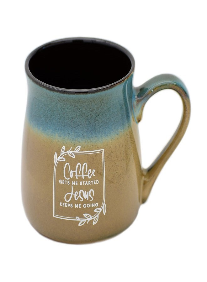 Dexsa Ceramic Designer Coffee Mug | Coffee gets me started Jesus keeps me going | Holds 16 ounces | Dishwasher and Microwave Safe | Great for Coffee, Tea, Soups, Hot Chocolate - Image 1