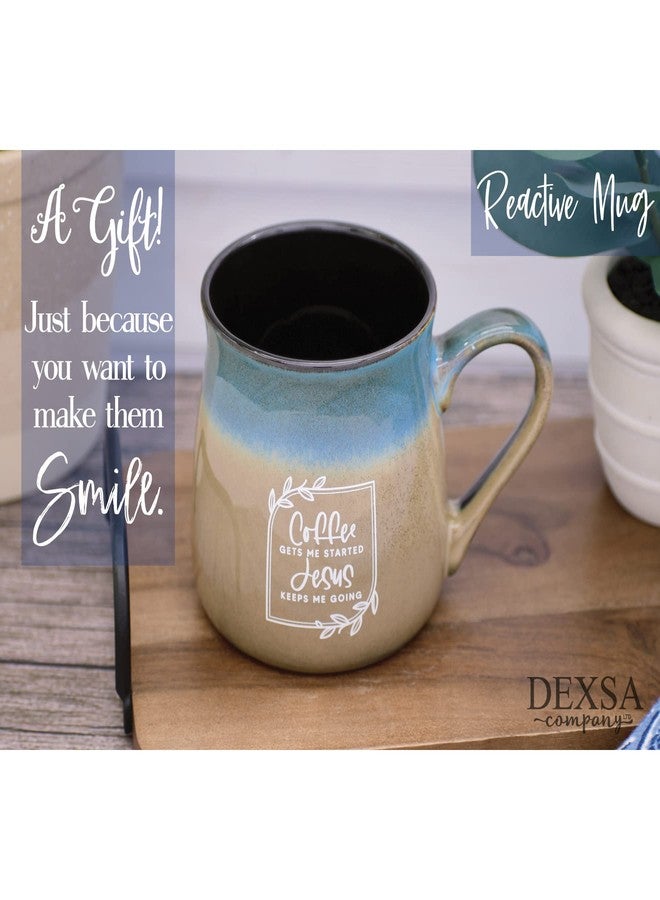 Dexsa Ceramic Designer Coffee Mug | Coffee gets me started Jesus keeps me going | Holds 16 ounces | Dishwasher and Microwave Safe | Great for Coffee, Tea, Soups, Hot Chocolate - Image 3