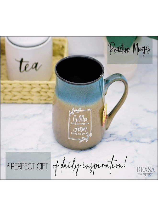 Dexsa Ceramic Designer Coffee Mug | Coffee gets me started Jesus keeps me going | Holds 16 ounces | Dishwasher and Microwave Safe | Great for Coffee, Tea, Soups, Hot Chocolate - Image 4