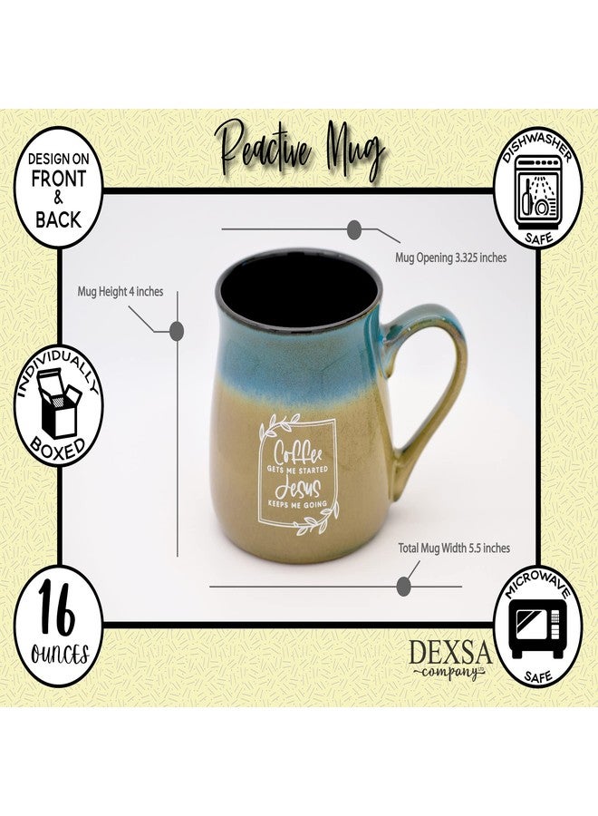 Dexsa Ceramic Designer Coffee Mug | Coffee gets me started Jesus keeps me going | Holds 16 ounces | Dishwasher and Microwave Safe | Great for Coffee, Tea, Soups, Hot Chocolate - Image 5