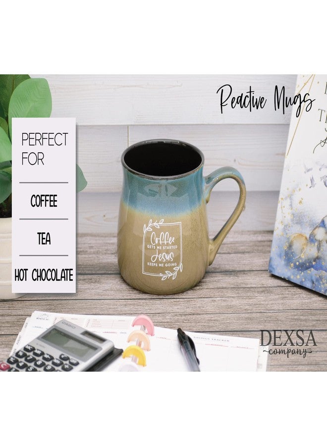 Dexsa Ceramic Designer Coffee Mug | Coffee gets me started Jesus keeps me going | Holds 16 ounces | Dishwasher and Microwave Safe | Great for Coffee, Tea, Soups, Hot Chocolate - Image 2