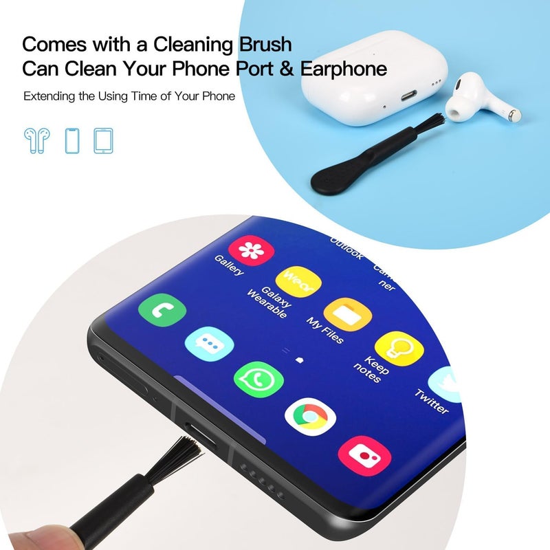 كاست ويف 10 قطع من سدادة الغبار USB C، غطاء حماية من الغبار USB-C، غطاء منفذ USB مع حبل سهل الإمساك وفرشاة تنظيف لـ Samsung Galaxy S25 S24 S23 S22 S21، Pixel، MacBook، جميع أجهزة USB C - Image 5
