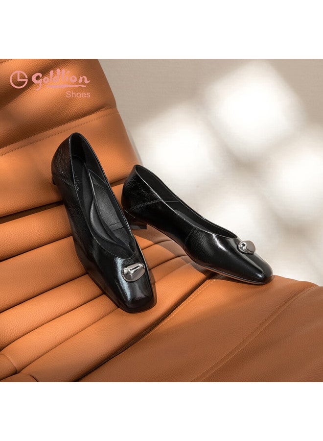 Goldlion Women's Professional Commuter Low Heel Square Toe Dual-wear Chunky Heel Low-cut Shoes G686530265 Black Size 35 - Image 2