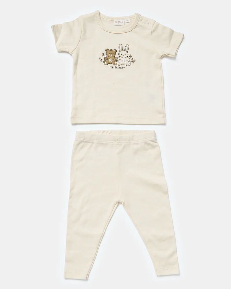 REDTAG Baby Beige Set Of Grower, Bodysuit, Bib, Hat And Mittens