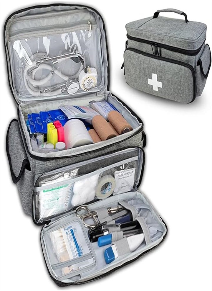 Generic Large capacity medicine box, layered home first aid kit, portable fabric storage bag, home travel medicine bag, large size  - Image 1