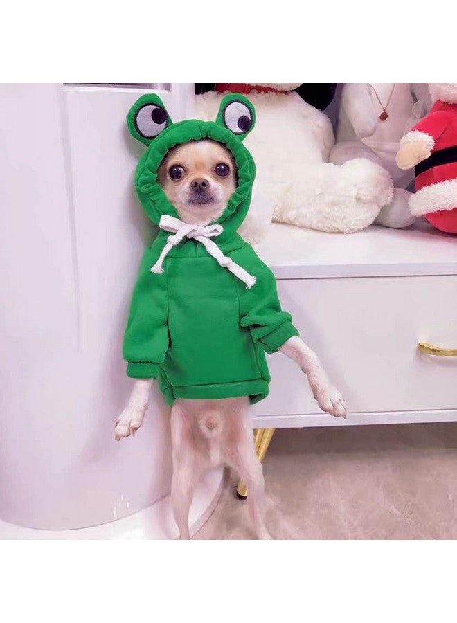 شياويو ملابس الحيوانات الأليفة XIAOYU، بقلنسوة للكلاب، سترة دافئة، معطف، ملابس خريف وشتاء للجراء، بذلة مع غطاء للعين، ضفدع، مقاس M - Image 5