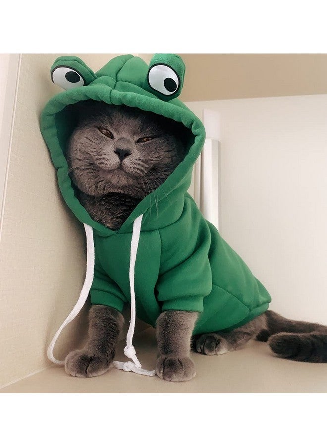 شياويو ملابس الحيوانات الأليفة XIAOYU، بقلنسوة للكلاب، سترة دافئة، معطف، ملابس خريف وشتاء للجراء، بذلة مع غطاء للعين، ضفدع، مقاس M - Image 2