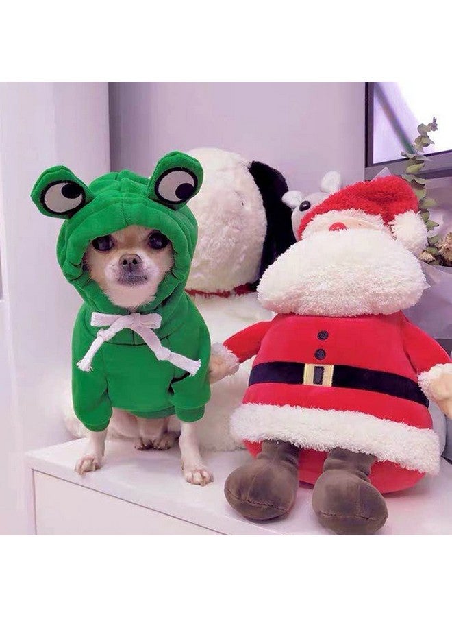 شياويو ملابس الحيوانات الأليفة XIAOYU، بقلنسوة للكلاب، سترة دافئة، معطف، ملابس خريف وشتاء للجراء، بذلة مع غطاء للعين، ضفدع، مقاس M - Image 4