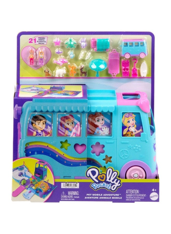 Polly Pocket مجموعة مغامرة بولي بوكيت للسيارة المتنقلة (21 قطعة) - Image 1
