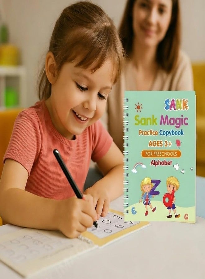 مجموعة كتب التدريب السحري للأطفال من أونو إنتربرايز، 4 كتب مع 10 عبوات إعادة تعبئة، قلم واحد ومقبض واحد، كتاب تتبع الأرقام لمرحلة ما قبل المدرسة، أداة كتابة الخط (عبوة من 1) - Image 2