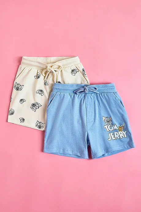 أر أند بي 2 Pack Tom & Jerry Printed Shorts with Drawstring Waist