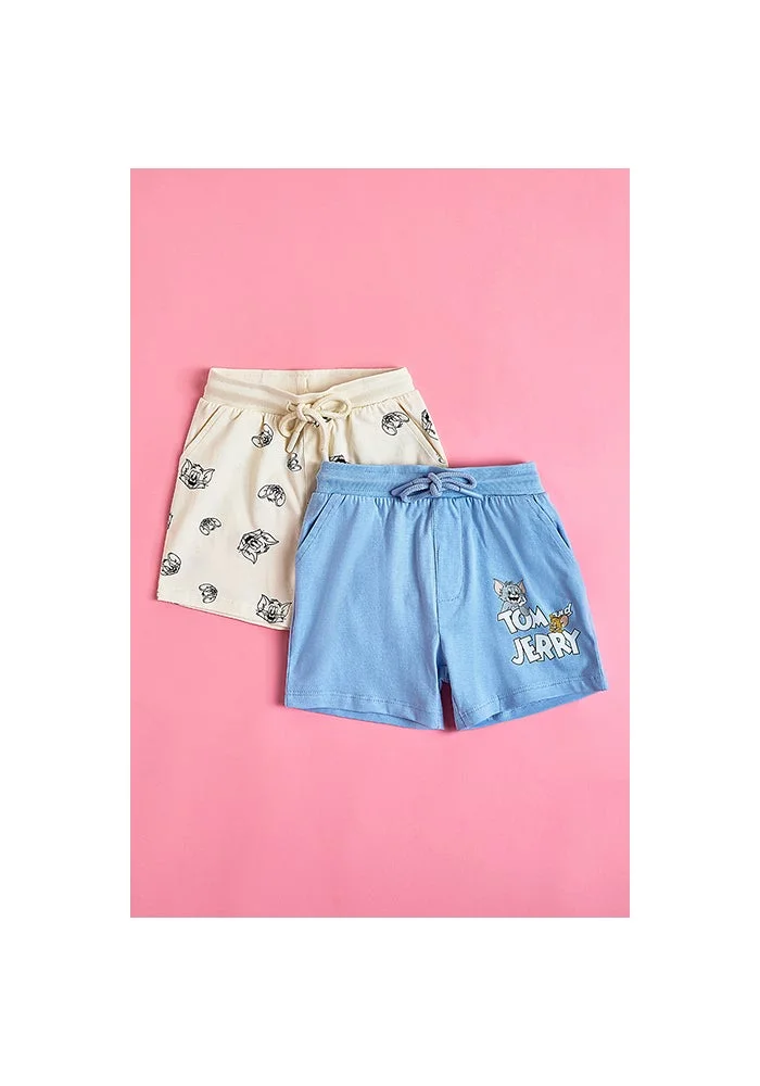 أر أند بي 2 Pack Tom & Jerry Printed Shorts with Drawstring Waist