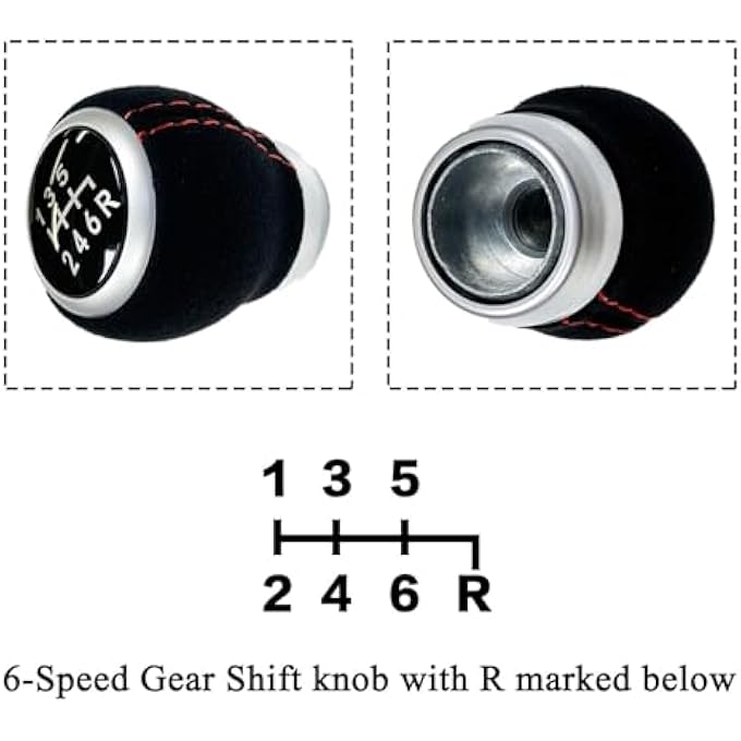 rayihni 6Speed Gear Shift Knob Heavy Suede Compatible with Subaru Impreza WRX STI 20042021 NRHDSQ01 - Image 4