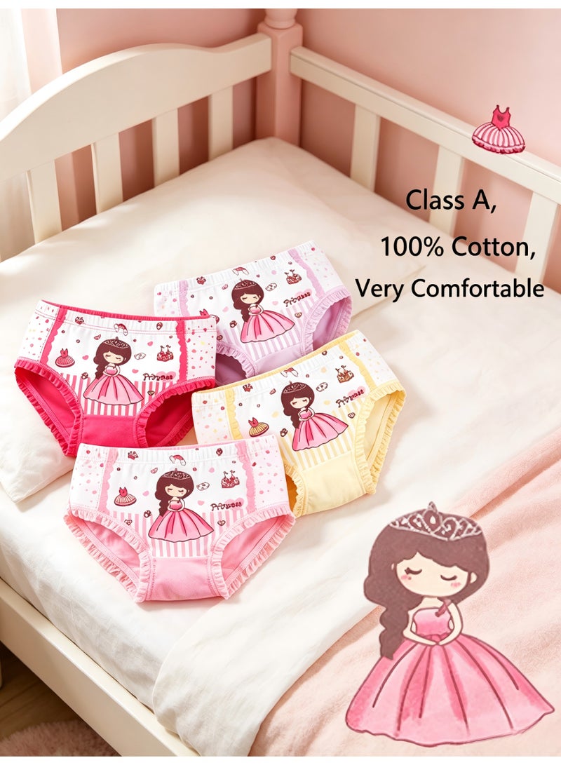 Girls' Cotton Underwear 5-Pack, Cartoon Print Briefs, A-Class Antibacterial Kids' Panties（20-25Kg） - Image 3