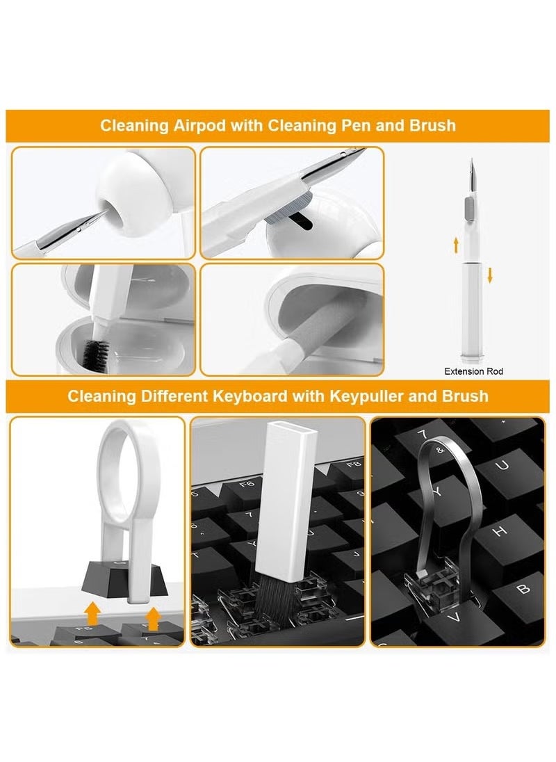 Arabest 20 in 1 Multifunctional Cleaner Kit for Electronic Devices, Computer Keyboard Cleaner Kit, Headphones Cleaner Kit for, for Cleaning Laptop Keyboard Earbuds Camera Cellphones(White)  - Image 2