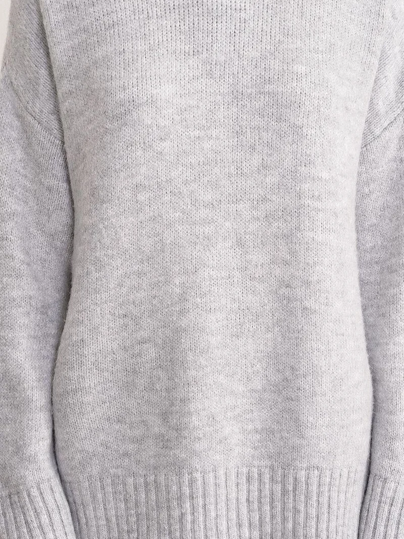 Mixray Grey Mixray Oversized Ribbed Knit Sweater with Crew Neck for Women | Best Price UAE