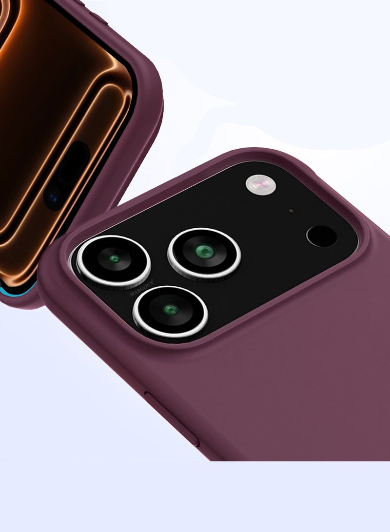 2 Packs Silicone Protective Phone Case for iPhone 17 Pro Max - Soft Anti-Scratch Microfiber Lining Ultra Slim Drop Protection Phone Cover with 3D Screen Protector - Burgundy - Image 3