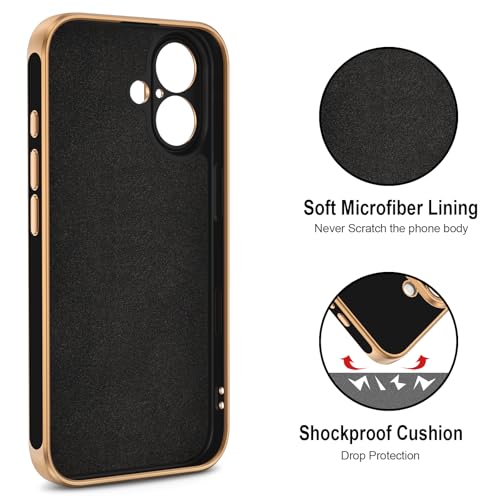 Hython for iPhone 17 Case with Ring Stand, 360° Rotatable Ring Holder Magnetic Kickstand, Plating Rose Gold Edge Soft Cover Protective Phone Case for iPhone 17 6.3", Black - Image 3