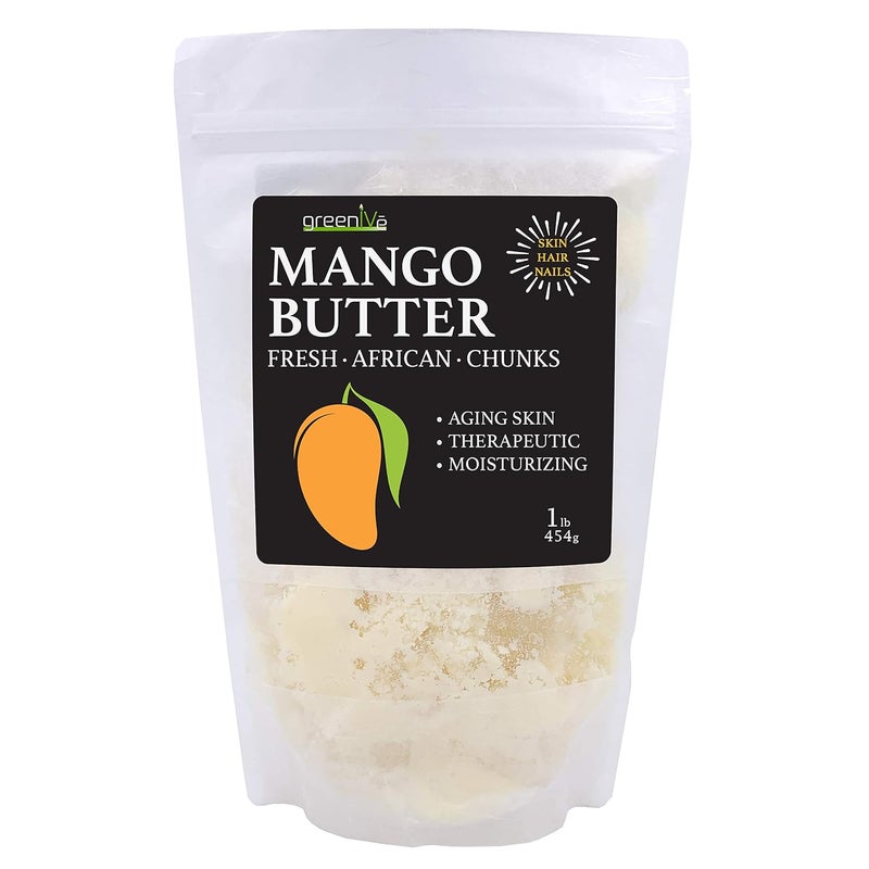 GreenIVe Deodorized Mango Butter 100 Pure Raw Creamy All Natural Skin Moisturizer 1 Pound Bag