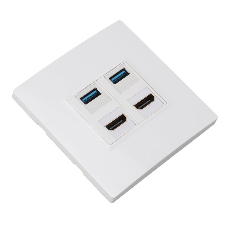 Ethernet Wall Plate 4 Port ABS Material High Speed Transmission HD Multimedia Interface - USB 3.0 4.8Gbps Transfer for Computer TV Projector Hard Disk - Image 2
