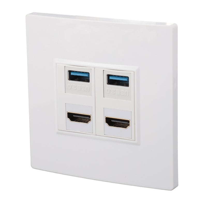 Ethernet Wall Plate 4 Port ABS Material High Speed Transmission HD Multimedia Interface - USB 3.0 4.8Gbps Transfer for Computer TV Projector Hard Disk - Image 4
