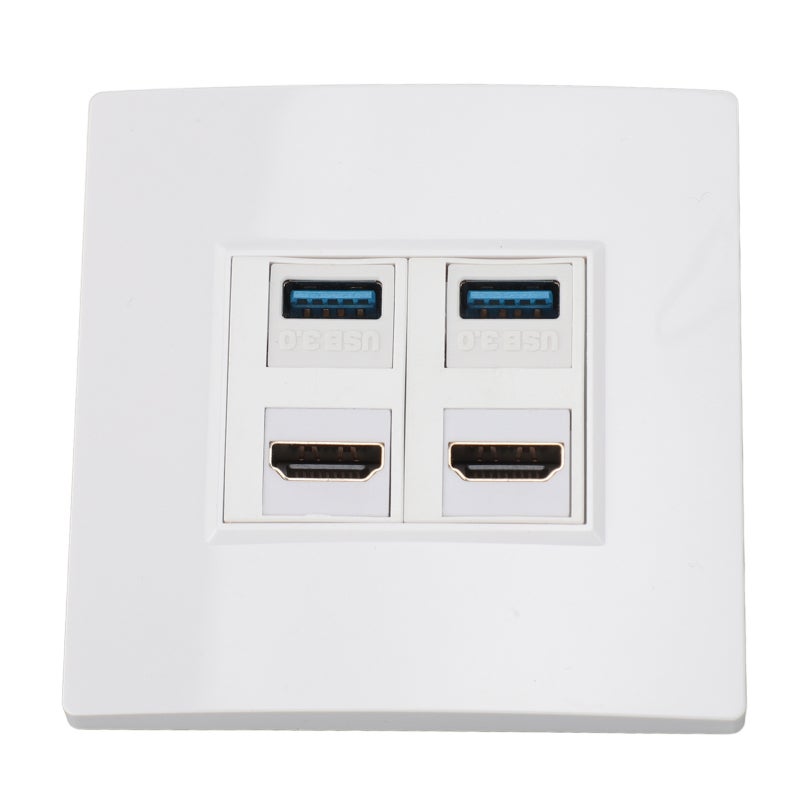 Ethernet Wall Plate 4 Port ABS Material High Speed Transmission HD Multimedia Interface - USB 3.0 4.8Gbps Transfer for Computer TV Projector Hard Disk - Image 1