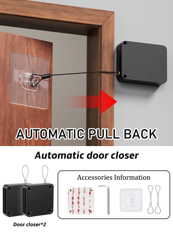 2pcs automatic door closer Punch-Free Multifunctional Door Closer, Residential Commercial Auto Door Closer,1200g Tensile Strength, Door Closer for Bedroom/Office/Home - Image 1
