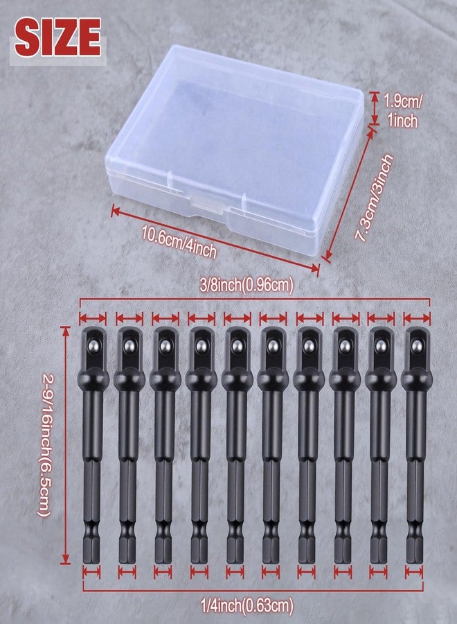 LEONTOOL 3/8" محول تأثير بت مقبس مربع، 10 قطع 1/4" سداسي إلى 3/8" محول مقبس مثقاب محرك، مجموعة محول مقبس تأثير لمفك التأثير، بتات مفك مقبس تمديد للسيارات DIY، أسود - Image 2