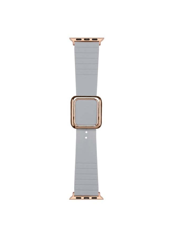 Generic Replacement Strap Rose Gold Square Buckle Silicone Watch Band For Apple Watch Ultra 49mm&Watch Ultra 2 49mm / Series 9&8&7 45mm / SE 3&SE 2&6&SE&5&4 44mm / 3&2&1 42mm Cloud Grey 