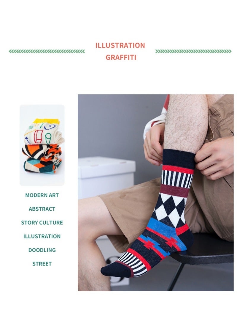 ARUWA 6 Pairs Men's Funny Socks Cotton Novelty Colorful Crew Socks Soft Breathable Dress Socks for Casual and Gift  - Image 4