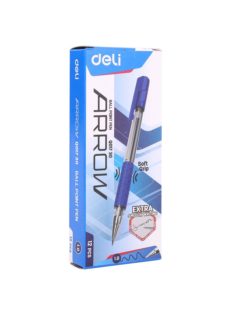 Deli Ball Pen 1.0 mm, Low Viscosity Ink for Smooth Writing Experience, for Note Taking, Drawing, Study, Set of 12 Pens, Blue - Image 1
