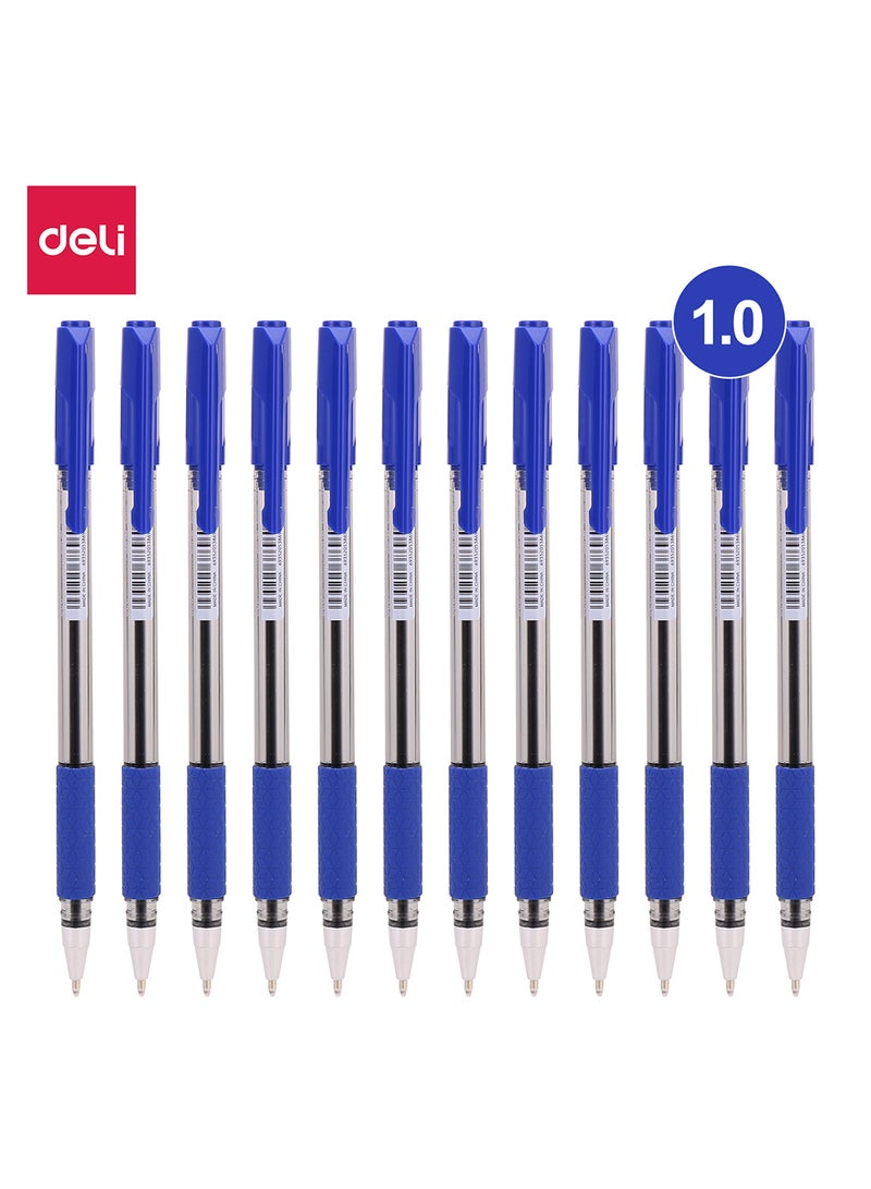 Deli Ball Pen 1.0 mm, Low Viscosity Ink for Smooth Writing Experience, for Note Taking, Drawing, Study, Set of 12 Pens, Blue - Image 3