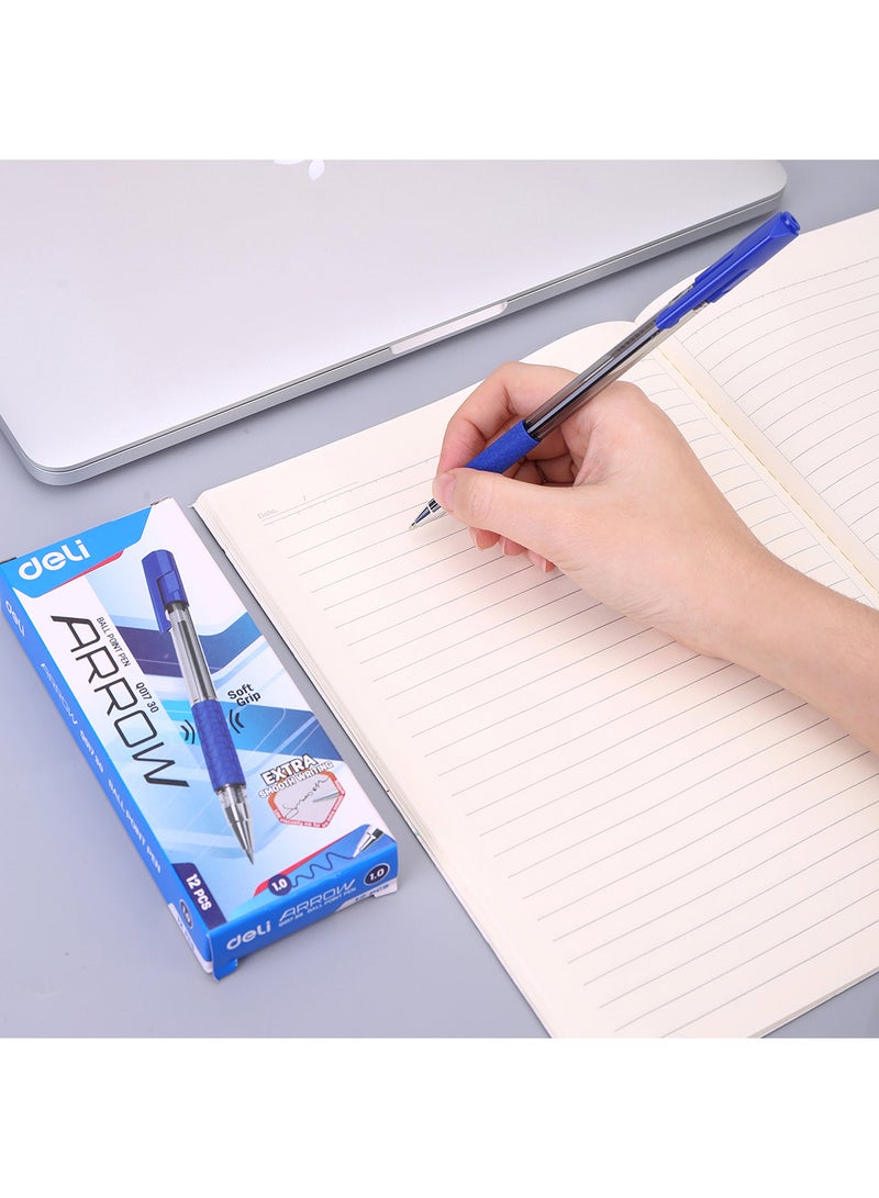 Deli Ball Pen 1.0 mm, Low Viscosity Ink for Smooth Writing Experience, for Note Taking, Drawing, Study, Set of 12 Pens, Blue - Image 4