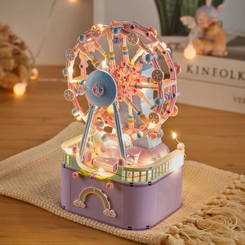 Compatible With Lego Small Particle Carousel Assembling Building Blocks Toy Educational Children Series Music Box Girls Gift - Image 2