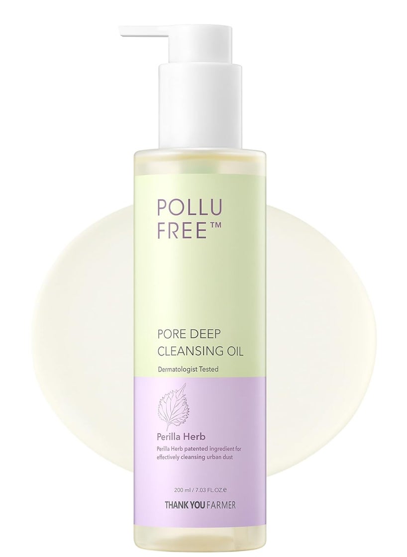 THANKYOU FARMER THANKYOU FARMER Pollufree Pore Deep Cleansing Oil  SPF Cleanser Korean Perilla Herb Makeup Blackhead Remover Dermatologist Tested Korean Oil Cleanser 703 floz 200ml 